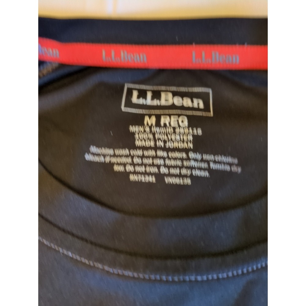 L L Bean Long Sleeve Black & Orange Running Shirt Size M - Picture 2 of 5